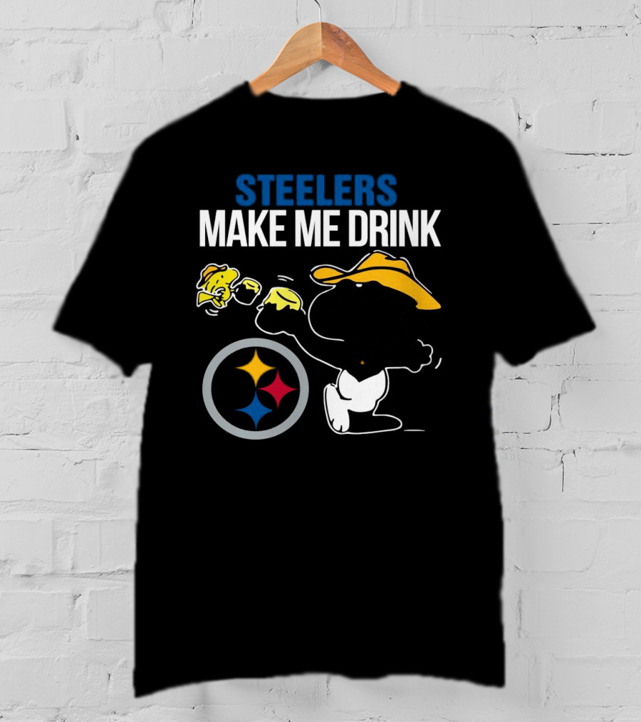 Steelers Snoopy Make Me Drink Peanuts T-Shirt