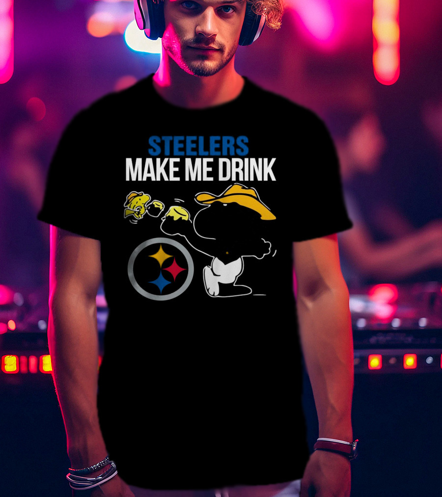 Steelers Snoopy Make Me Drink Peanuts T-Shirt