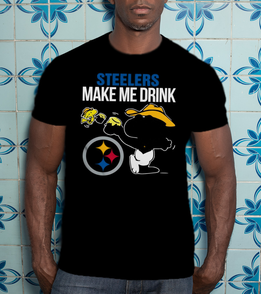 Steelers Snoopy Make Me Drink Peanuts T-Shirt