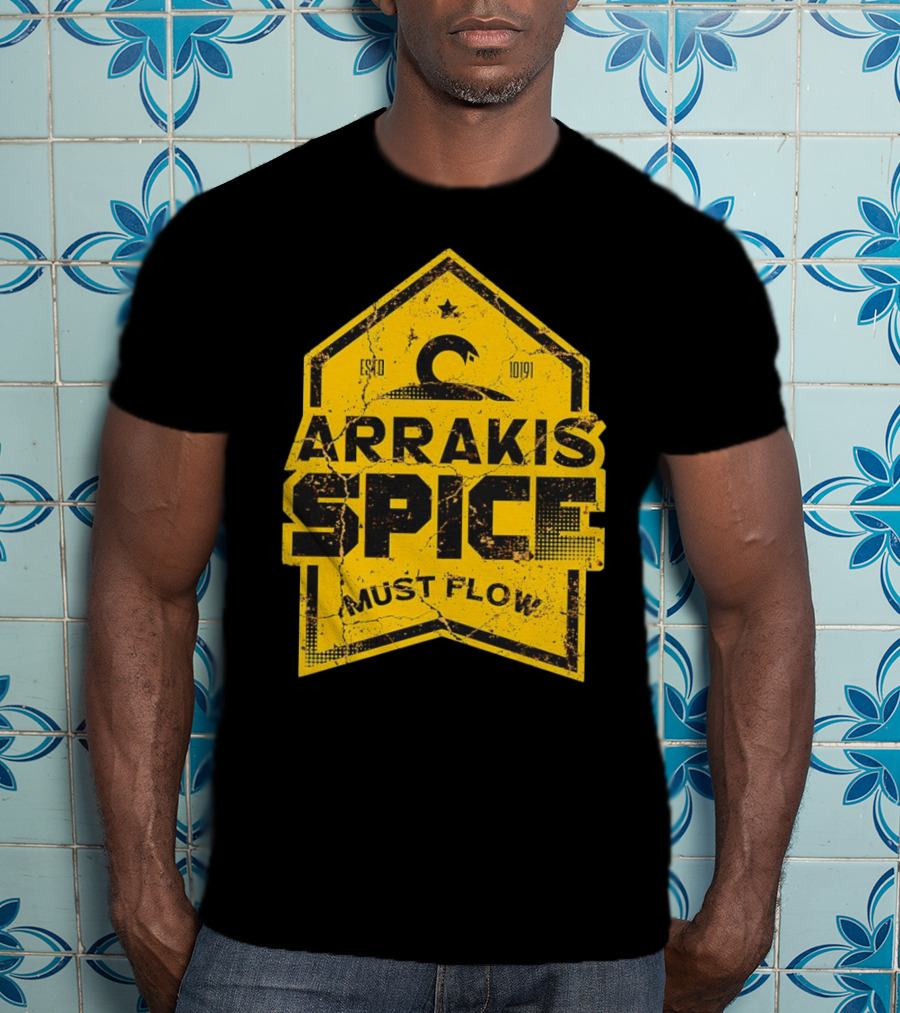 Arrakis Spice Must Flow Vintage 10191 Logo Badge T-Shirt
