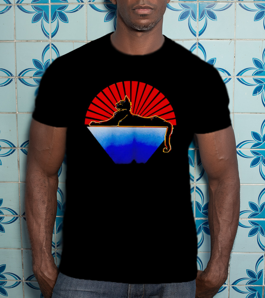 Cats Under The Stars Sphinx With Rising Sun And Tricolor Pyramid T-Shirt