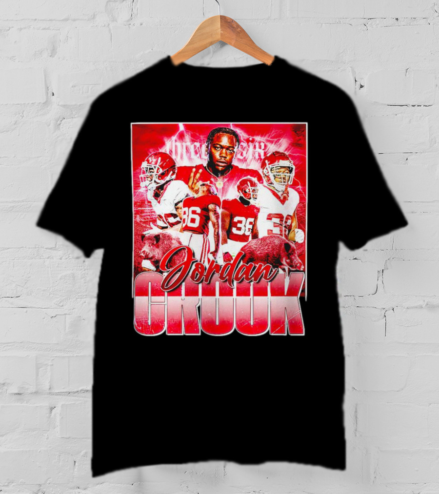 Jordan Crook Arkansas Razorbacks Football Vintage Collage T-Shirt