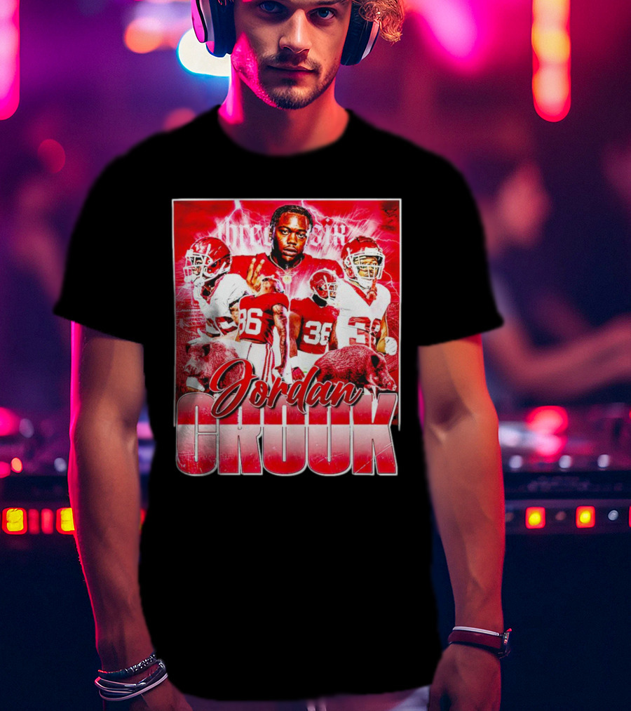 Jordan Crook Arkansas Razorbacks Football Vintage Collage T-Shirt
