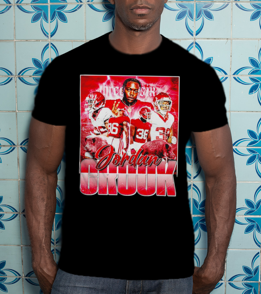 Jordan Crook Arkansas Razorbacks Football Vintage Collage T-Shirt