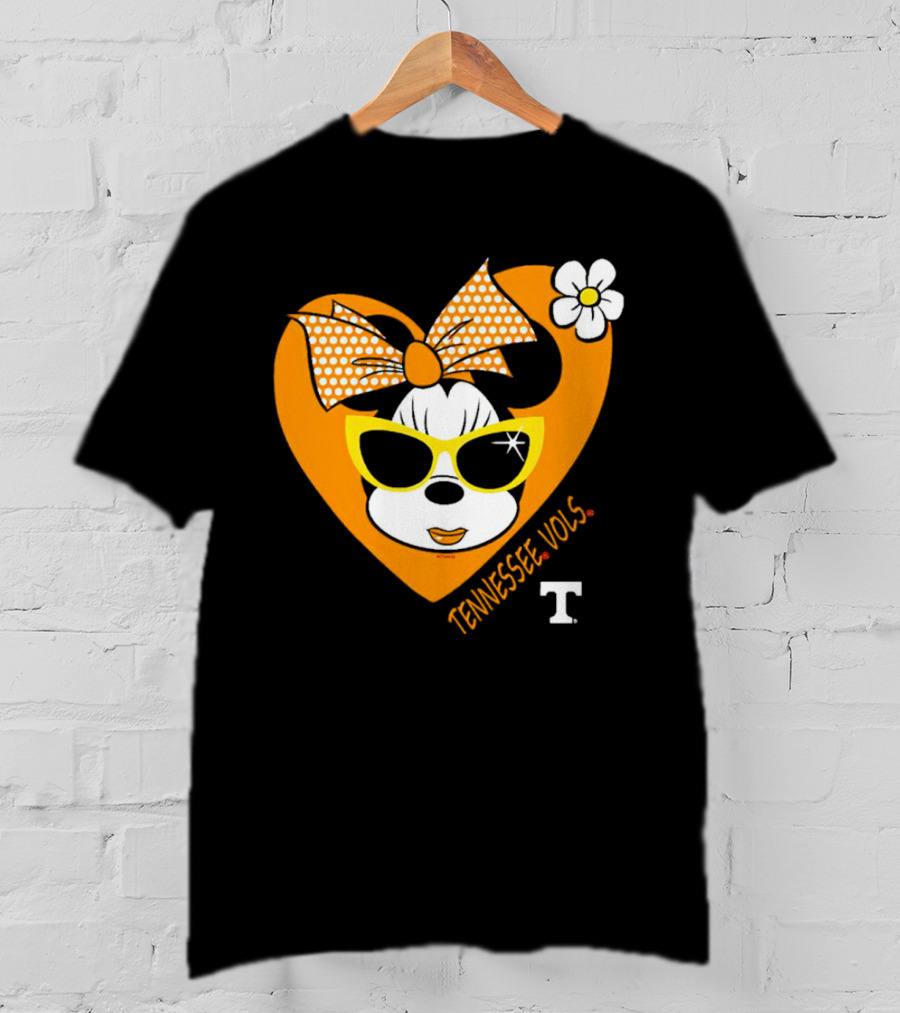 Minnie Mouse Tennessee Vols Heart And Sunglasses Fan T-Shirt