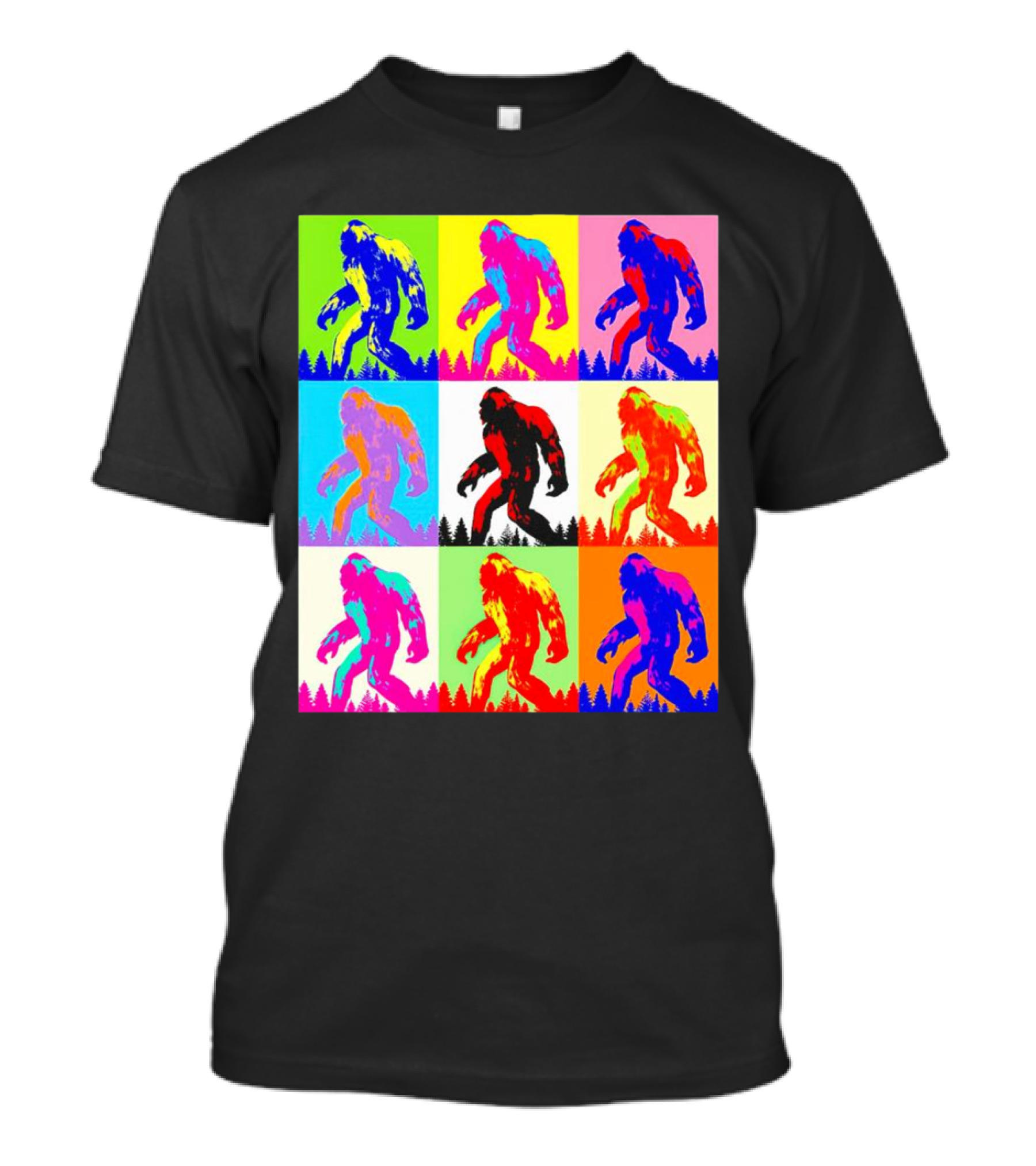 Retro Pop Art Bigfoot Sasquatch Collage T-Shirt
