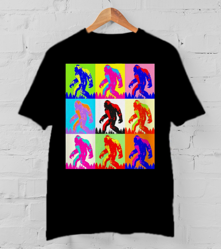 Retro Pop Art Bigfoot Sasquatch Collage T-Shirt