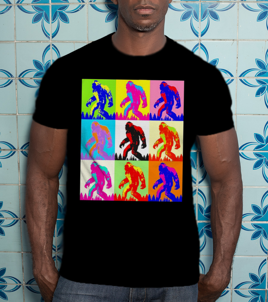 Retro Pop Art Bigfoot Sasquatch Collage T-Shirt