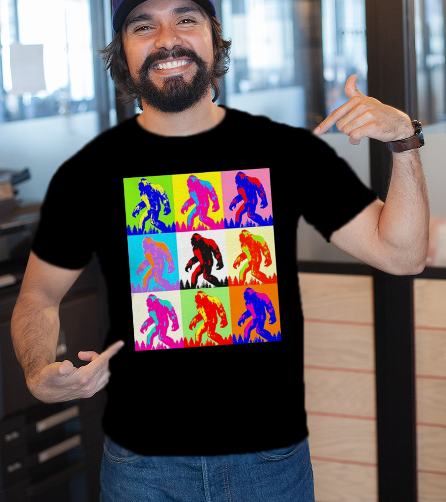 Retro Pop Art Bigfoot Sasquatch Collage T-Shirt