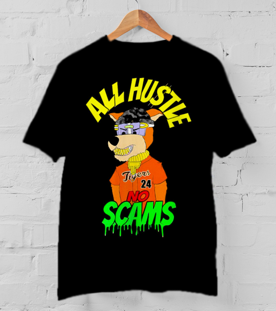 All Hustle No Scams Tigers 24 Cartoon Character T-Shirt