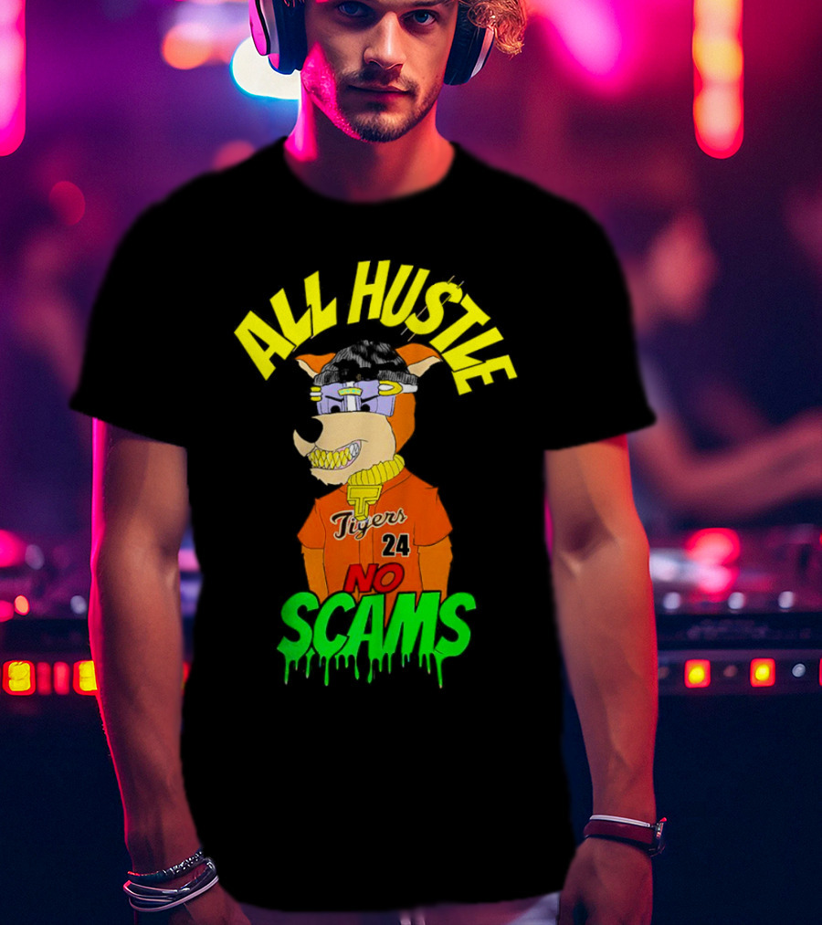 All Hustle No Scams Tigers 24 Cartoon Character T-Shirt