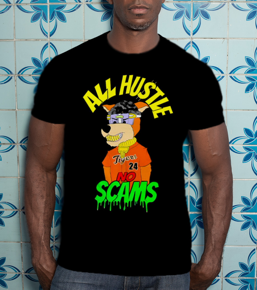 All Hustle No Scams Tigers 24 Cartoon Character T-Shirt