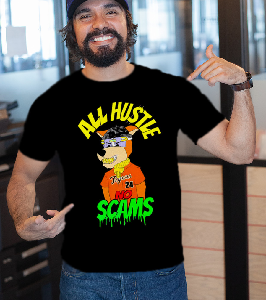 All Hustle No Scams Tigers 24 Cartoon Character T-Shirt