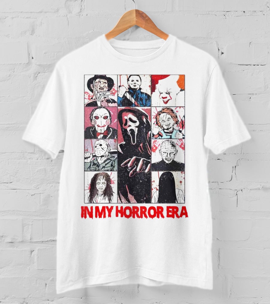 In My Horror Era Ghostface Freddy Krueger Michael Myers Pennywise Jason Chucky Pinhead Sadako Samara T-Shirt