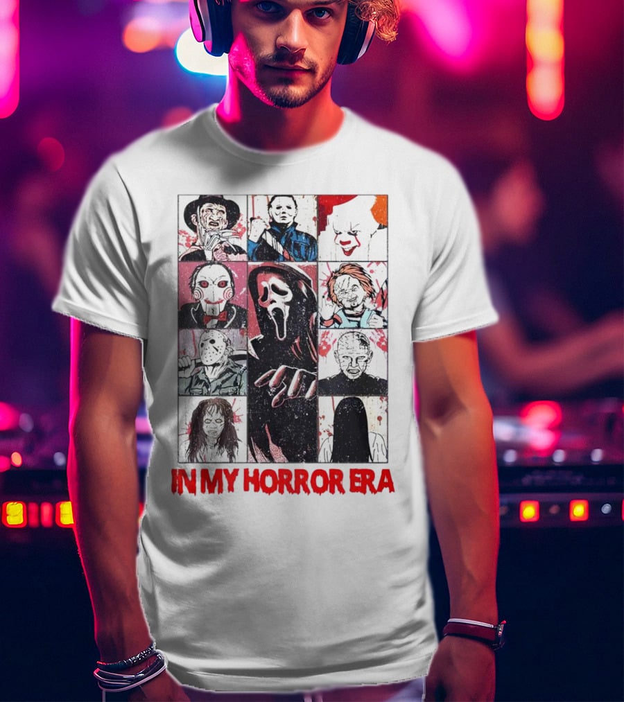 In My Horror Era Ghostface Freddy Krueger Michael Myers Pennywise Jason Chucky Pinhead Sadako Samara T-Shirt