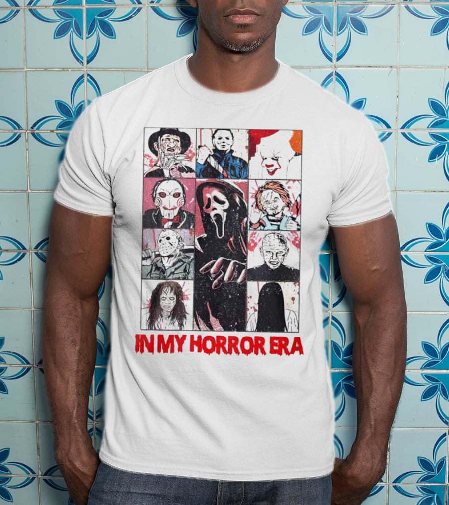 In My Horror Era Ghostface Freddy Krueger Michael Myers Pennywise Jason Chucky Pinhead Sadako Samara T-Shirt