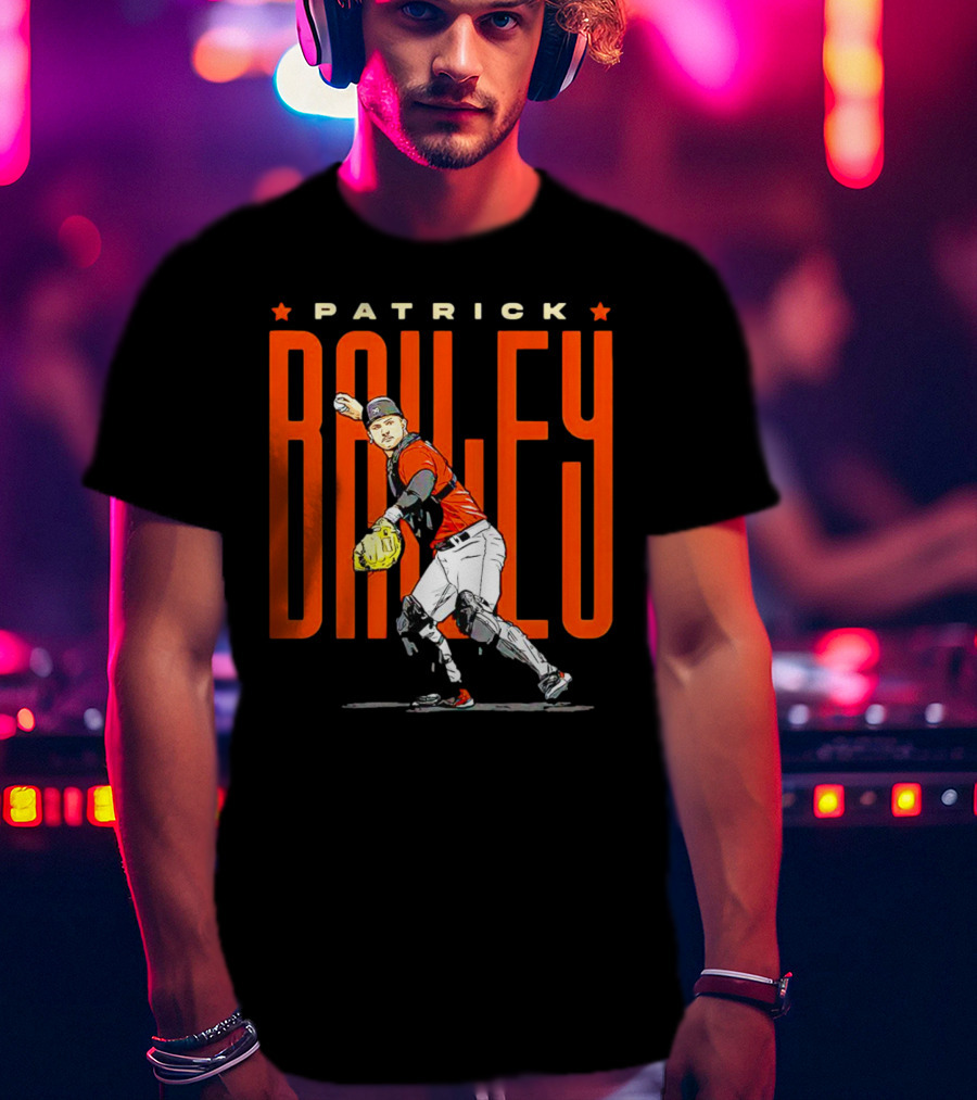 Patrick Bailey Baseball Player Illustration With Orioles Colors T-Shirt