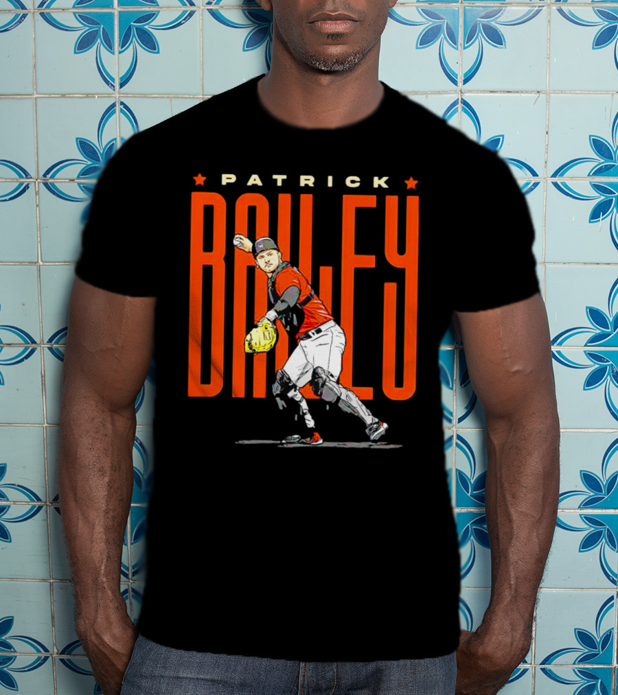 Patrick Bailey Baseball Player Illustration With Orioles Colors T-Shirt