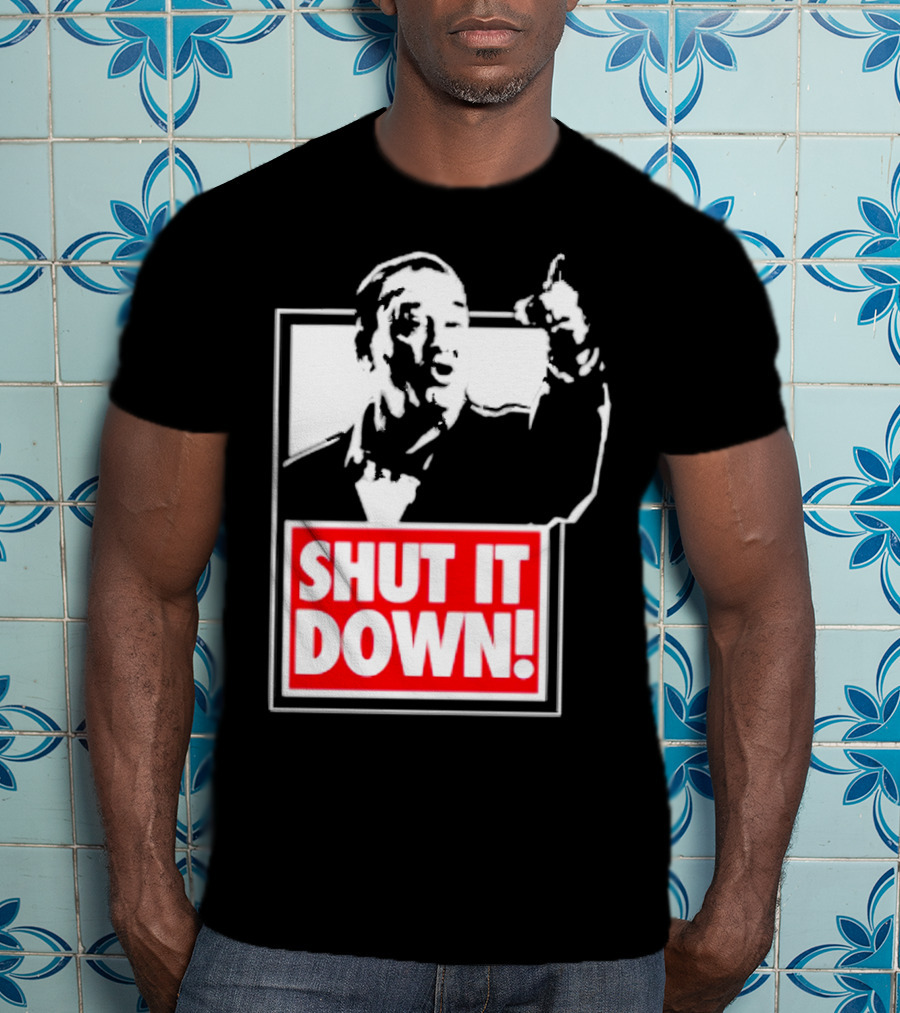 SHUT IT DOWN Meme Bold Red And White Iconic T-Shirt