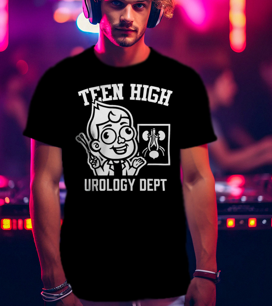 Teen High Urology Dept Cartoon Boy With Medical Chart T-Shirt