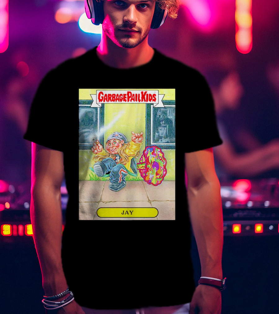 Garbage Pail Kids Jay Character Smoking Graffiti Parody Sticker T-Shirt