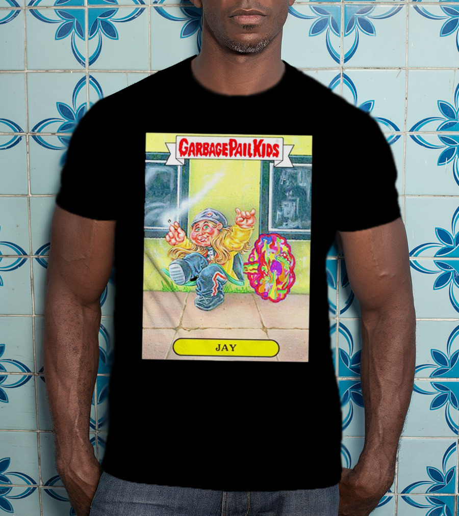 Garbage Pail Kids Jay Character Smoking Graffiti Parody Sticker T-Shirt