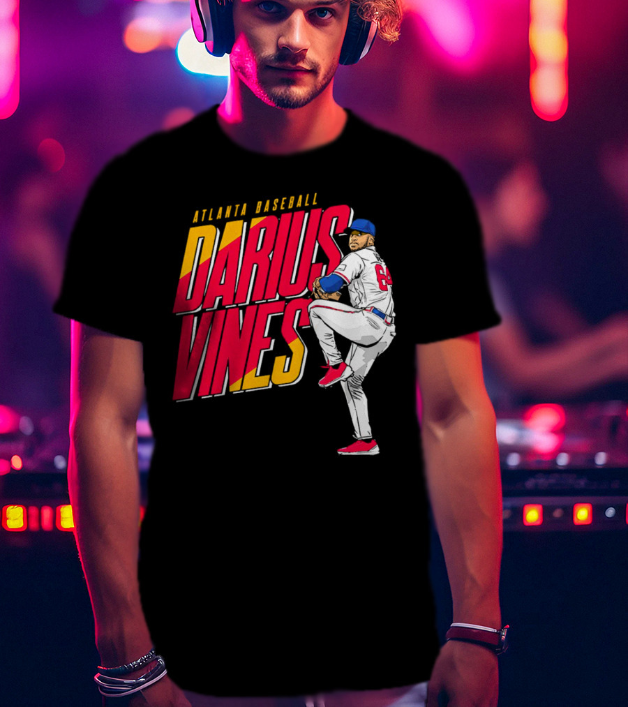 Atlanta Baseball Darius Vines 64 Pitching Action T-Shirt