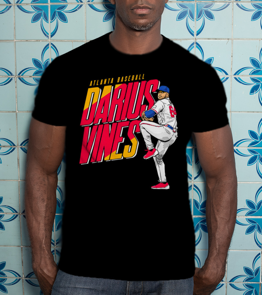 Atlanta Baseball Darius Vines 64 Pitching Action T-Shirt