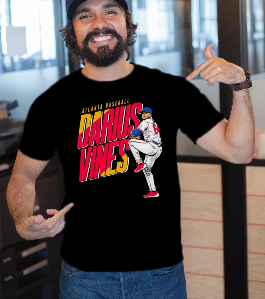 Atlanta Baseball Darius Vines 64 Pitching Action T-Shirt