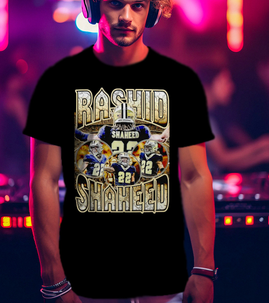 Rashid Shaheed 22 New Orleans Saints Vintage Football Collage T-Shirt