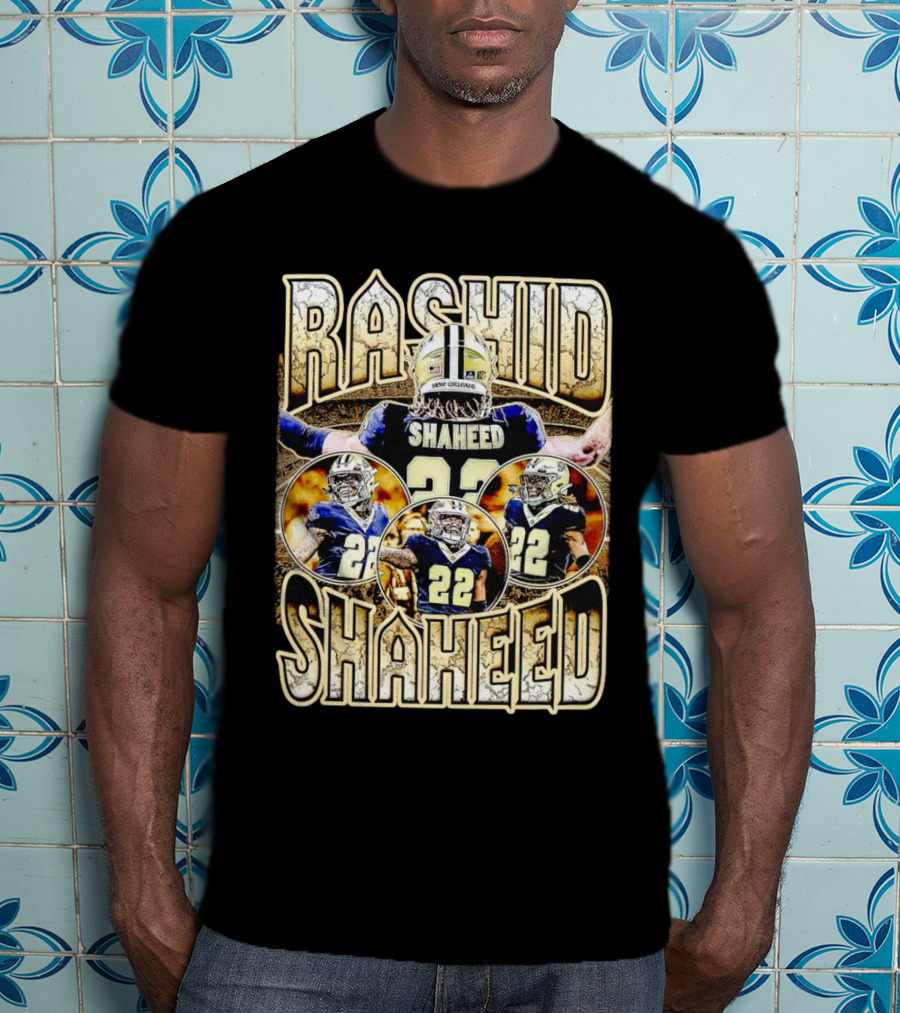 Rashid Shaheed 22 New Orleans Saints Vintage Football Collage T-Shirt