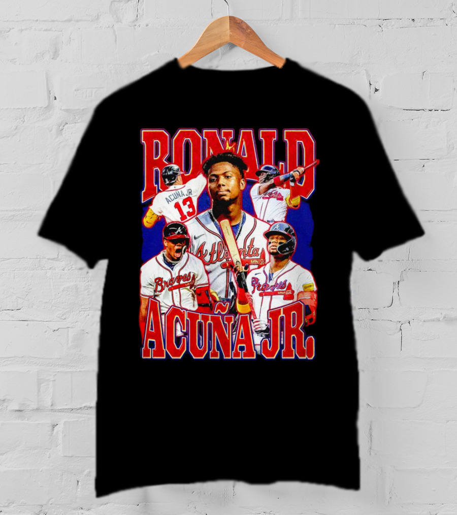 Ronald Acuña Jr Atlanta Braves Vintage Baseball Player Collage T-Shirt