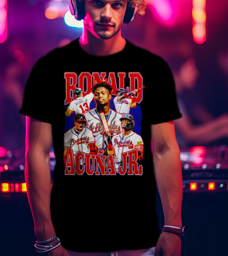 Ronald Acuña Jr Atlanta Braves Vintage Baseball Player Collage T-Shirt