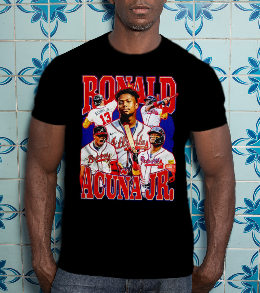 Ronald Acuña Jr Atlanta Braves Vintage Baseball Player Collage T-Shirt