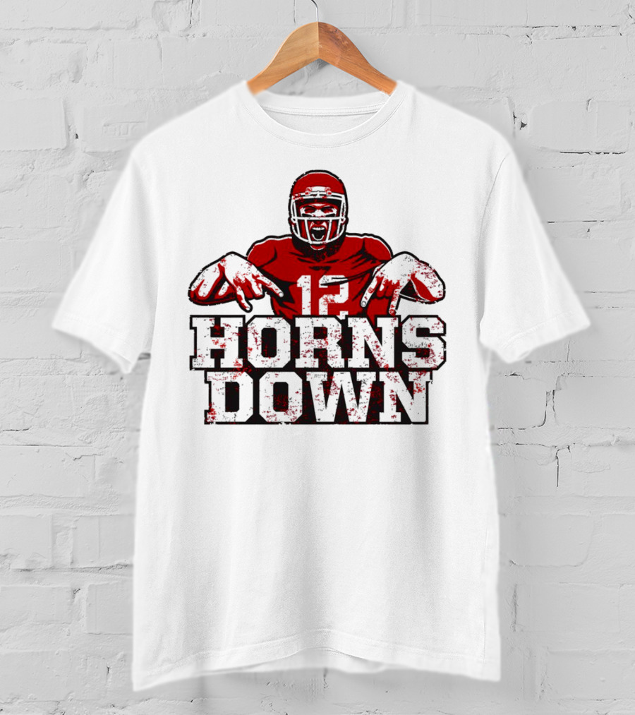 Horns Down 12 Houston Cougars Football T-Shirt