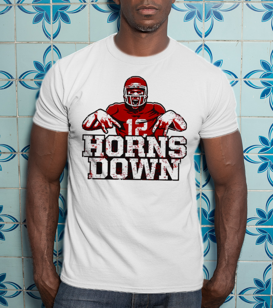 Horns Down 12 Houston Cougars Football T-Shirt