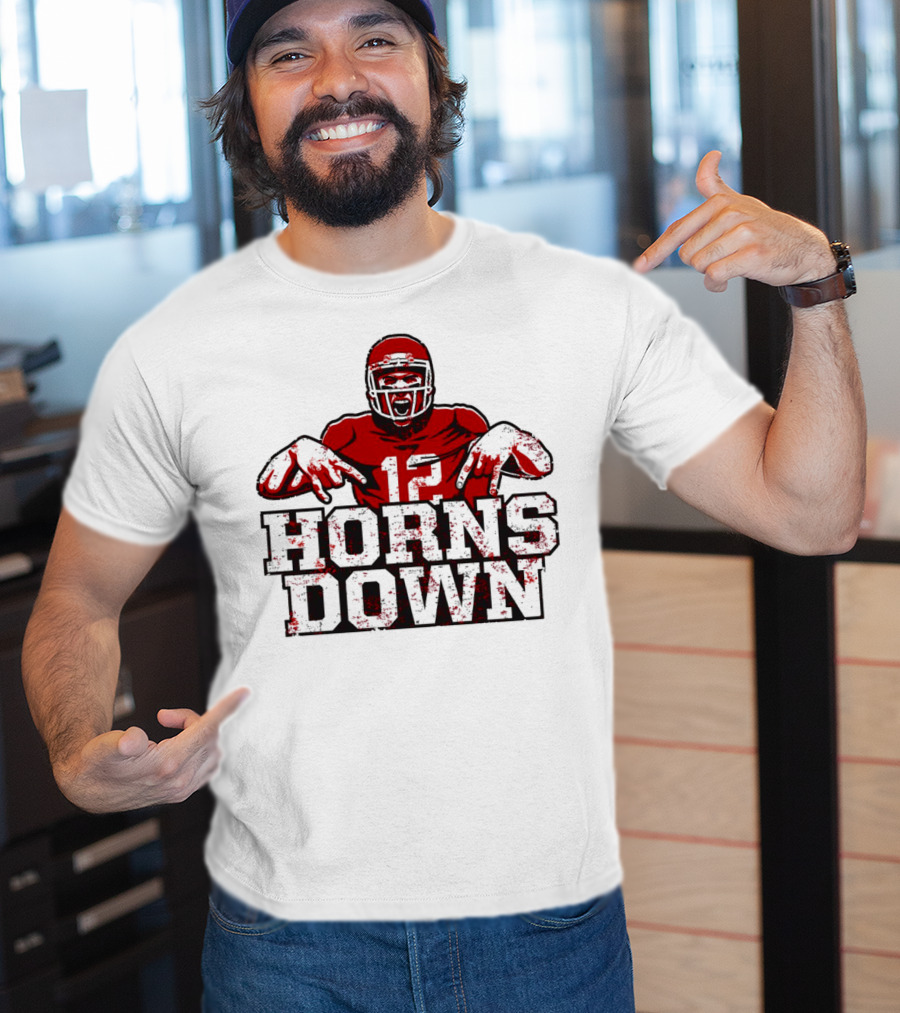 Horns Down 12 Houston Cougars Football T-Shirt