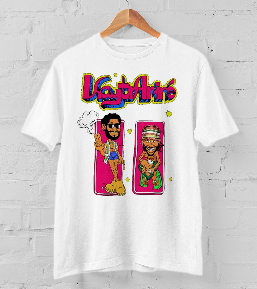 Kaytramine Smoking Drinking Cartoon Characters Relaxing T-Shirt