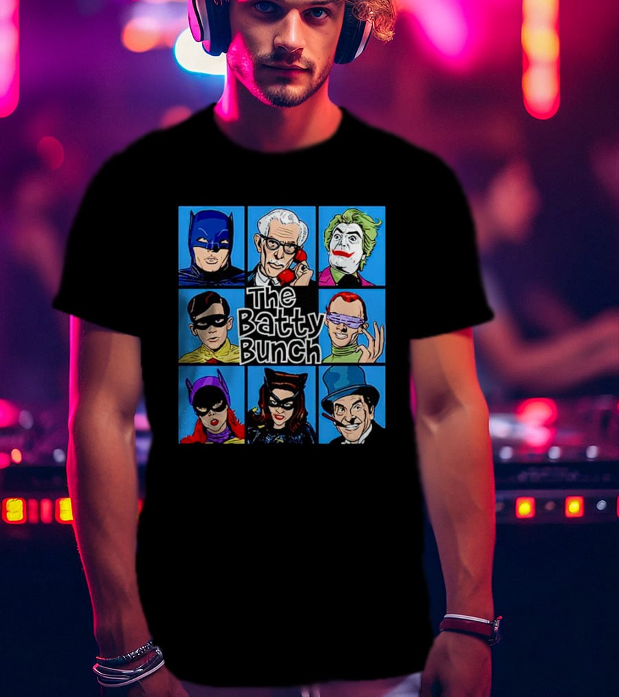 The Batty Bunch Batman Joker Riddler Catwoman Classic Characters T-Shirt