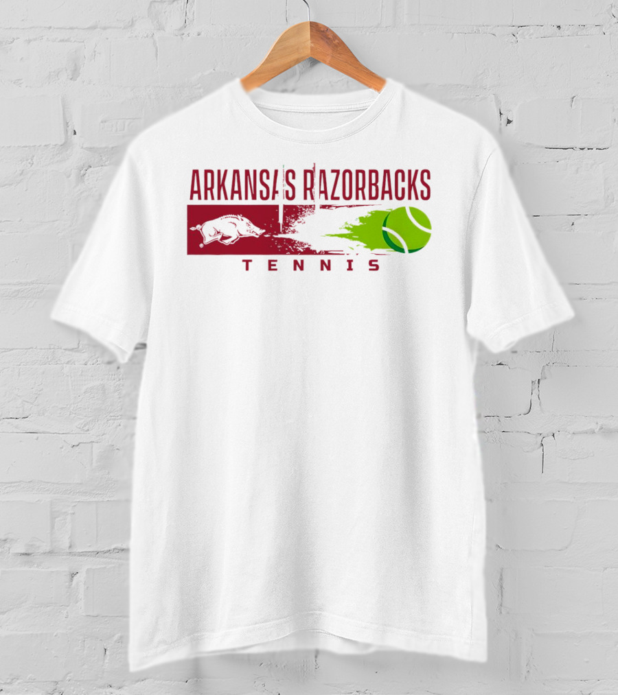 Arkansas Razorbacks Tennis Neon Green Ball And Hog T-Shirt