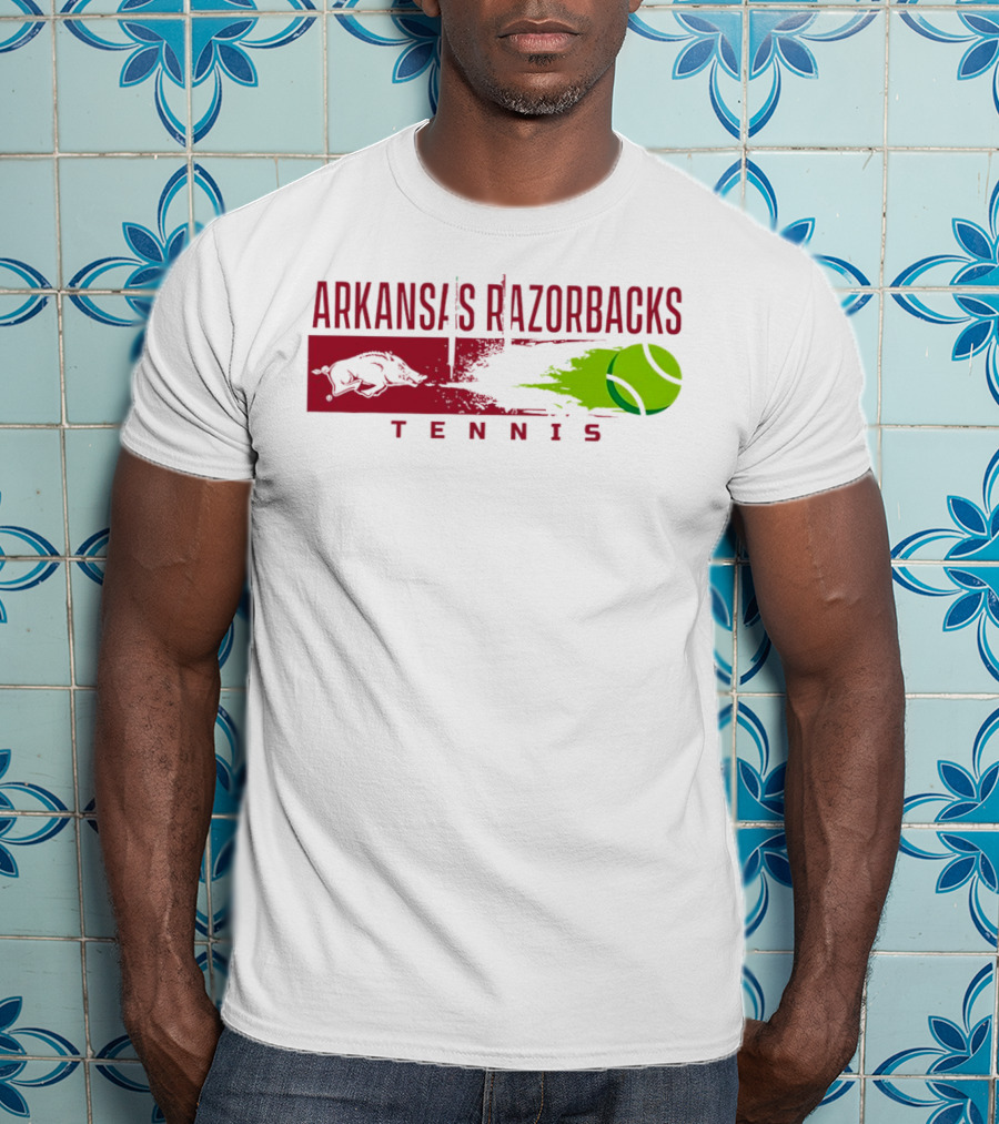 Arkansas Razorbacks Tennis Neon Green Ball And Hog T-Shirt