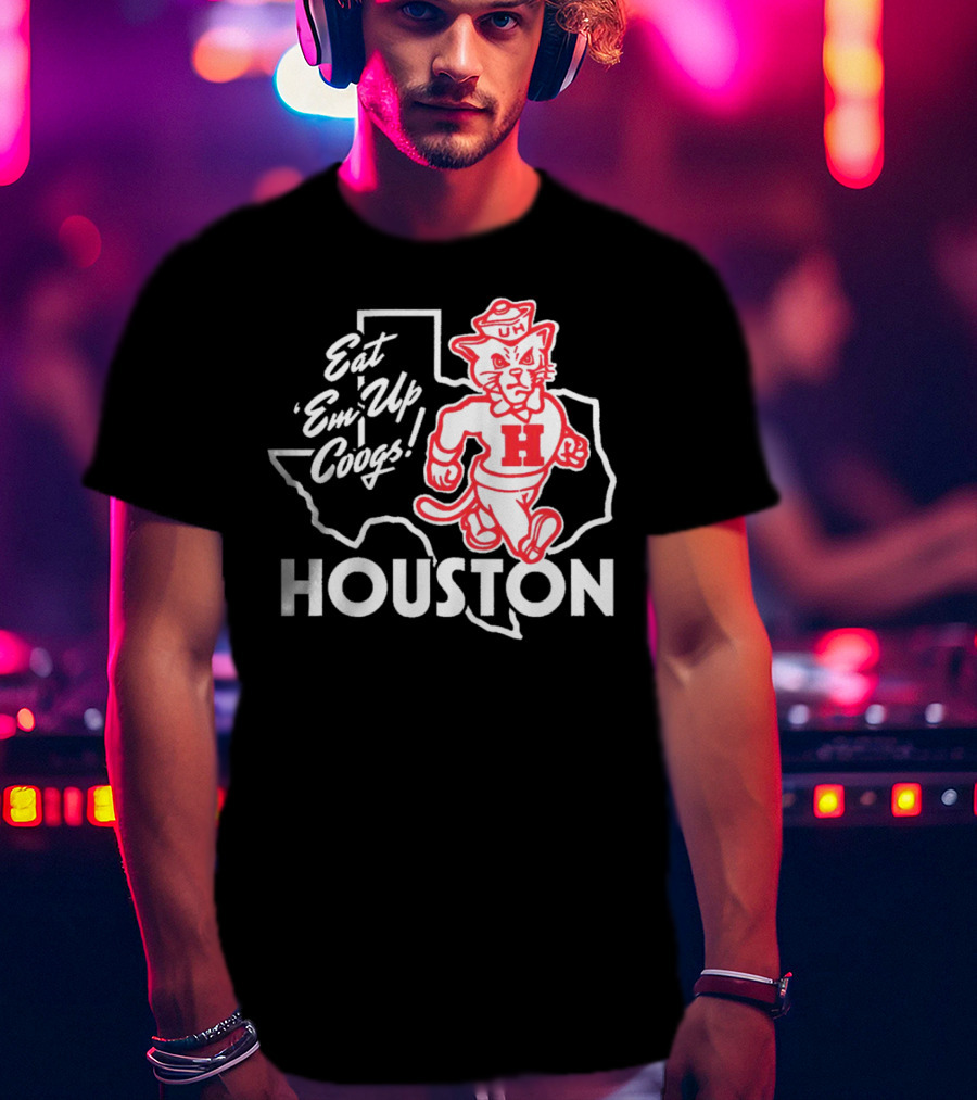 Houston Cougars Eat 'Em Up Coogs Texas State Mascot T-Shirt