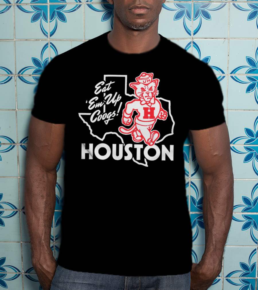 Houston Cougars Eat 'Em Up Coogs Texas State Mascot T-Shirt