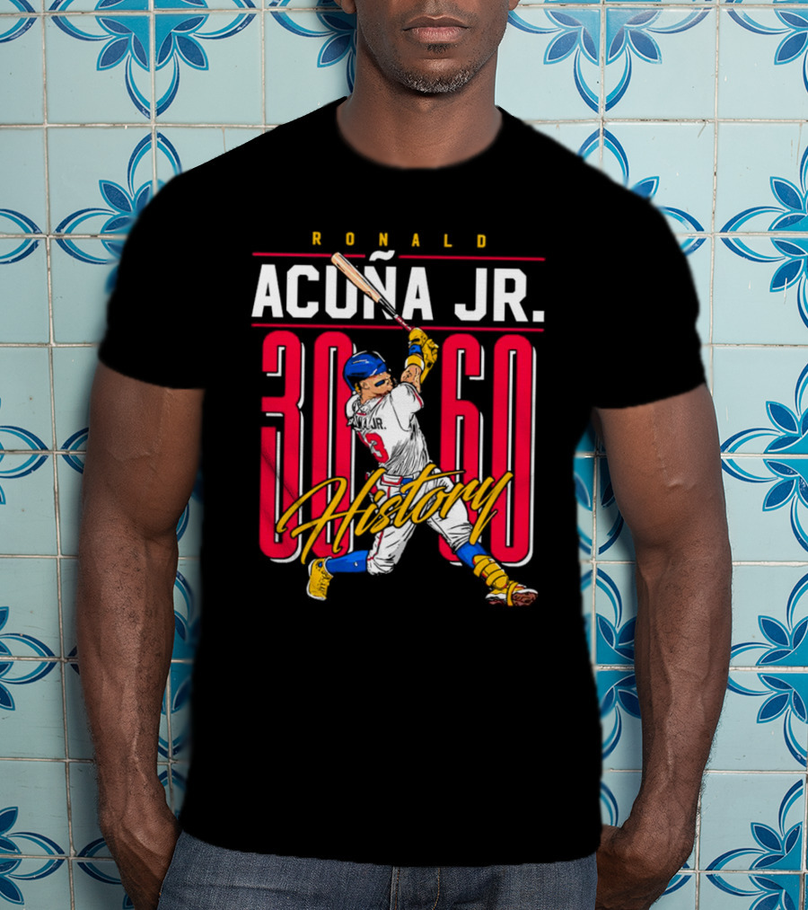 Ronald Acuña Jr. 30 60 History Atlanta Braves Baseball Iconic Achievement T-Shirt