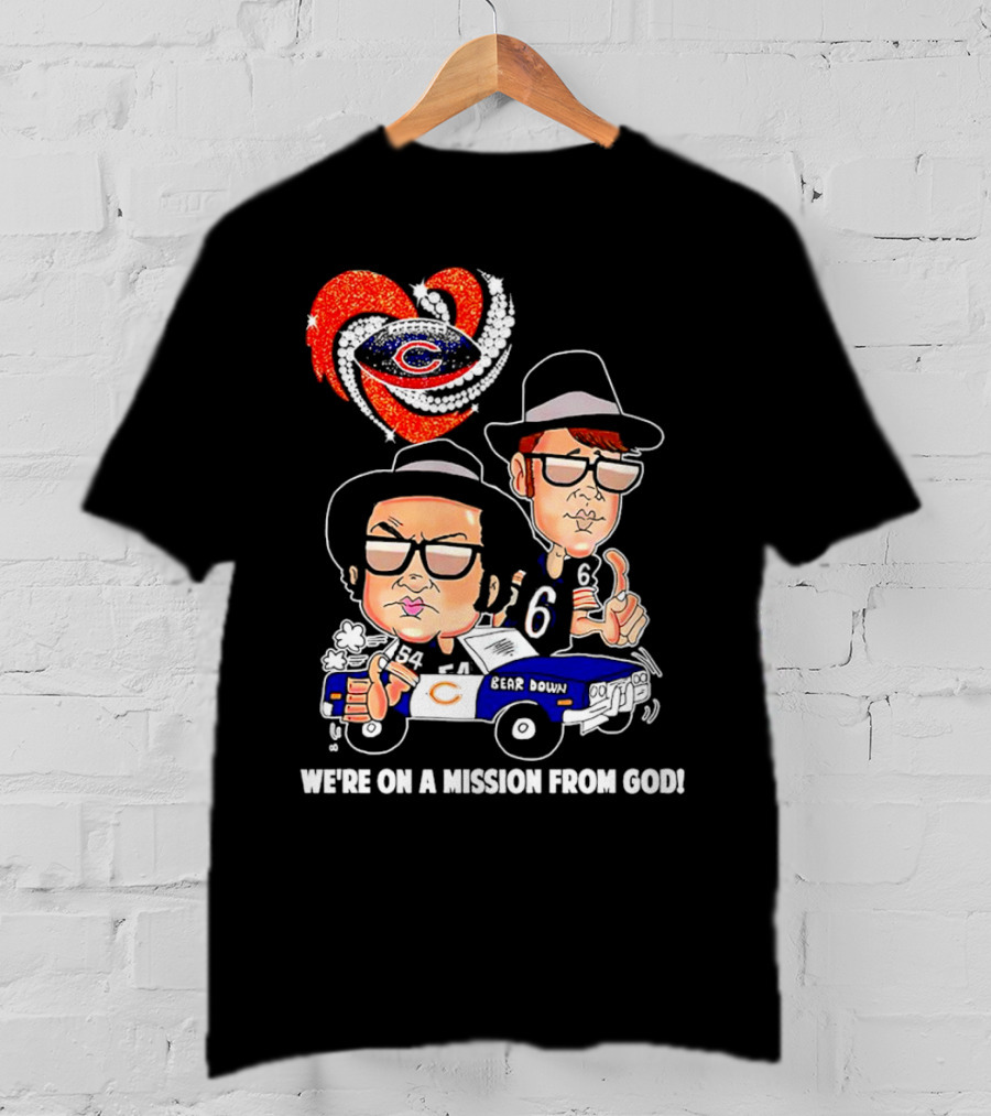 Chicago Bears We're On A Mission From God With Blues Brothers Theme T-Shirt
