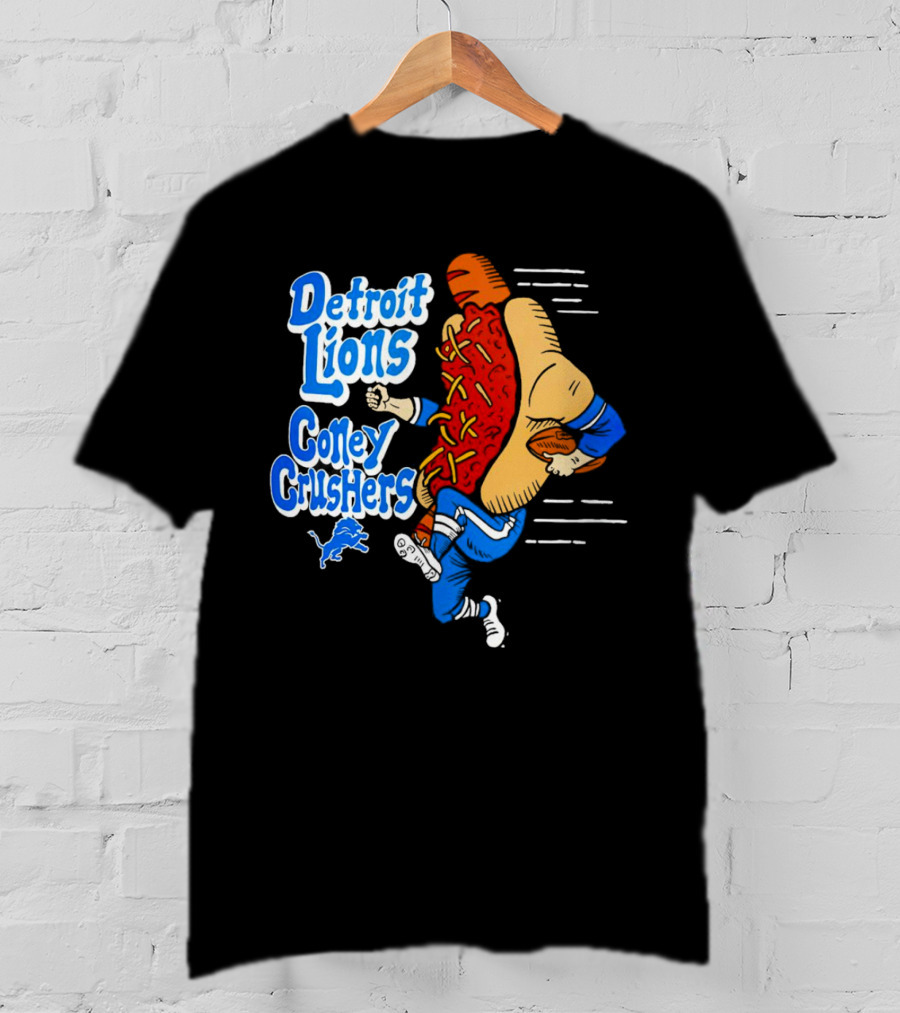 Detroit Lions Coney Crushers Football Hot Dog Dash T-Shirt
