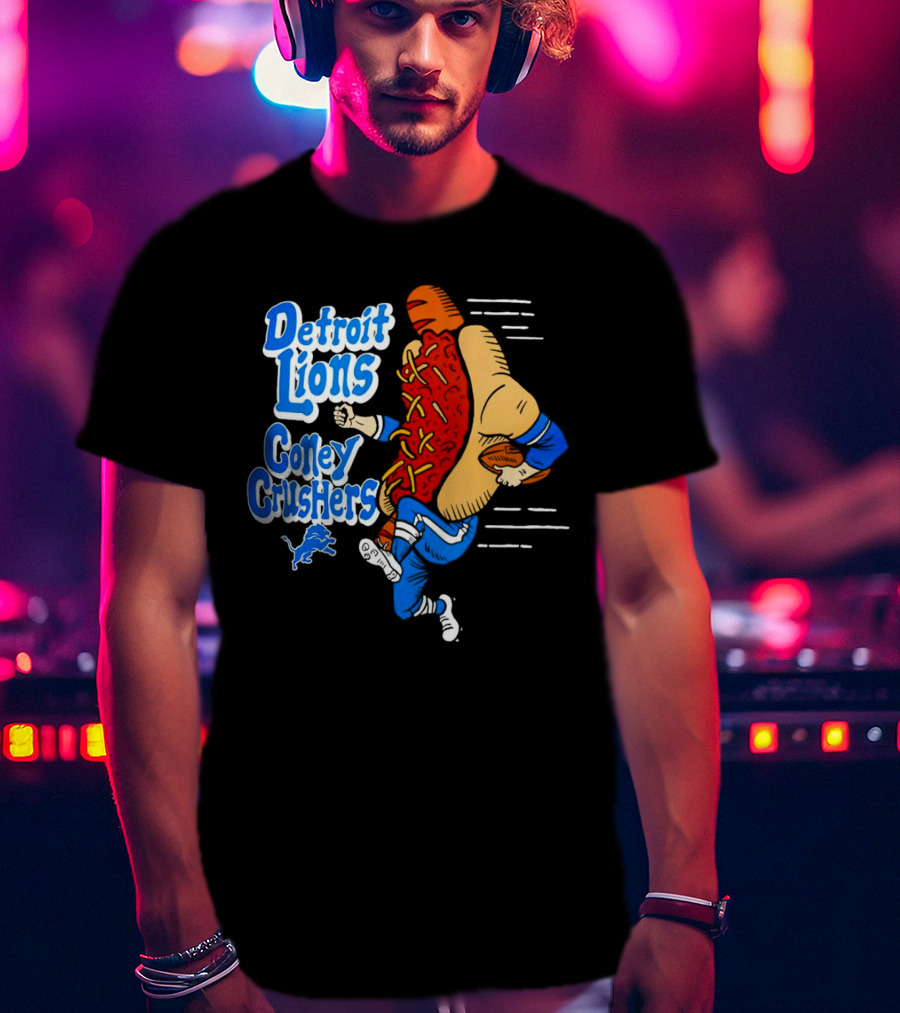 Detroit Lions Coney Crushers Football Hot Dog Dash T-Shirt