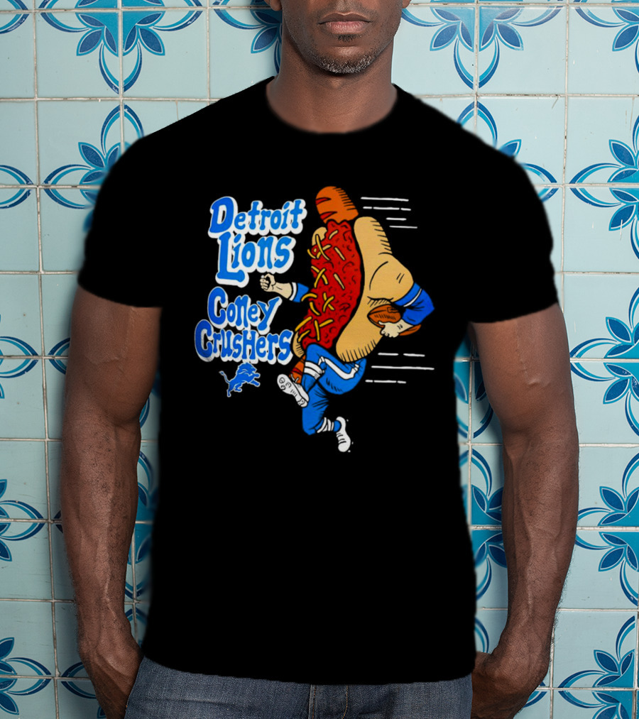 Detroit Lions Coney Crushers Football Hot Dog Dash T-Shirt