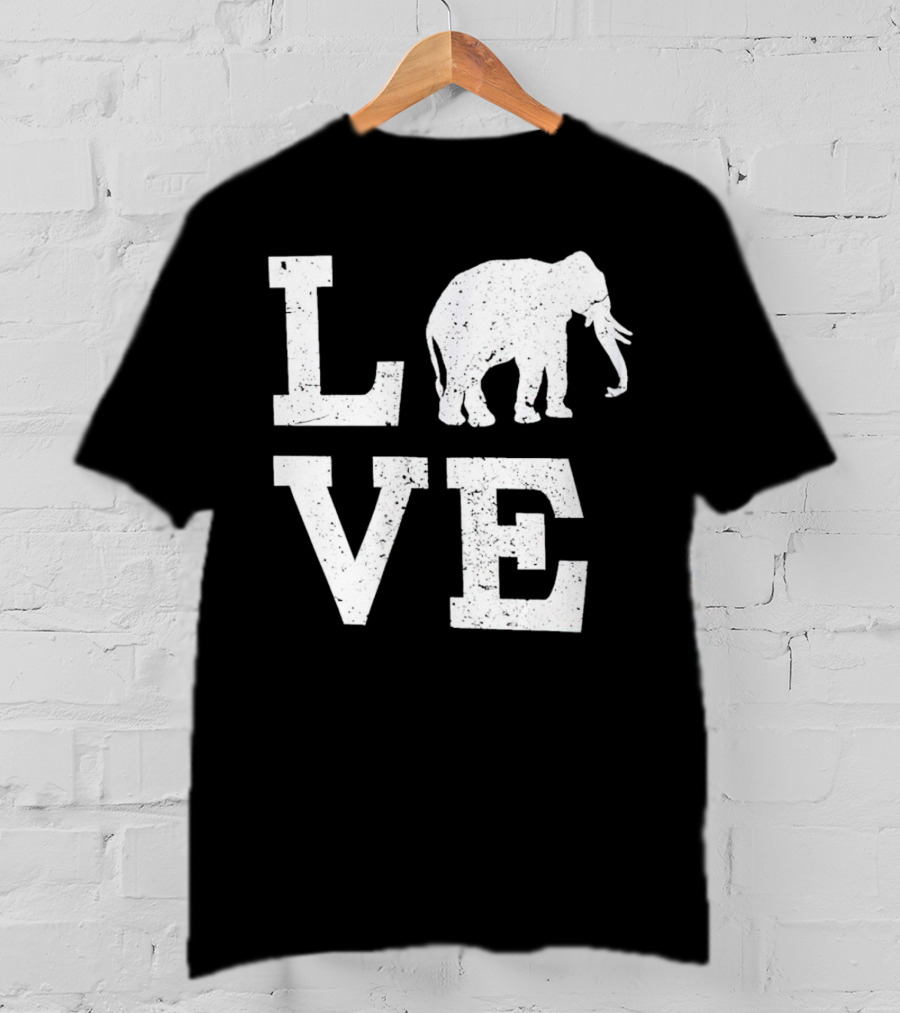 Love Elephant Vintage Style Animal T-Shirt