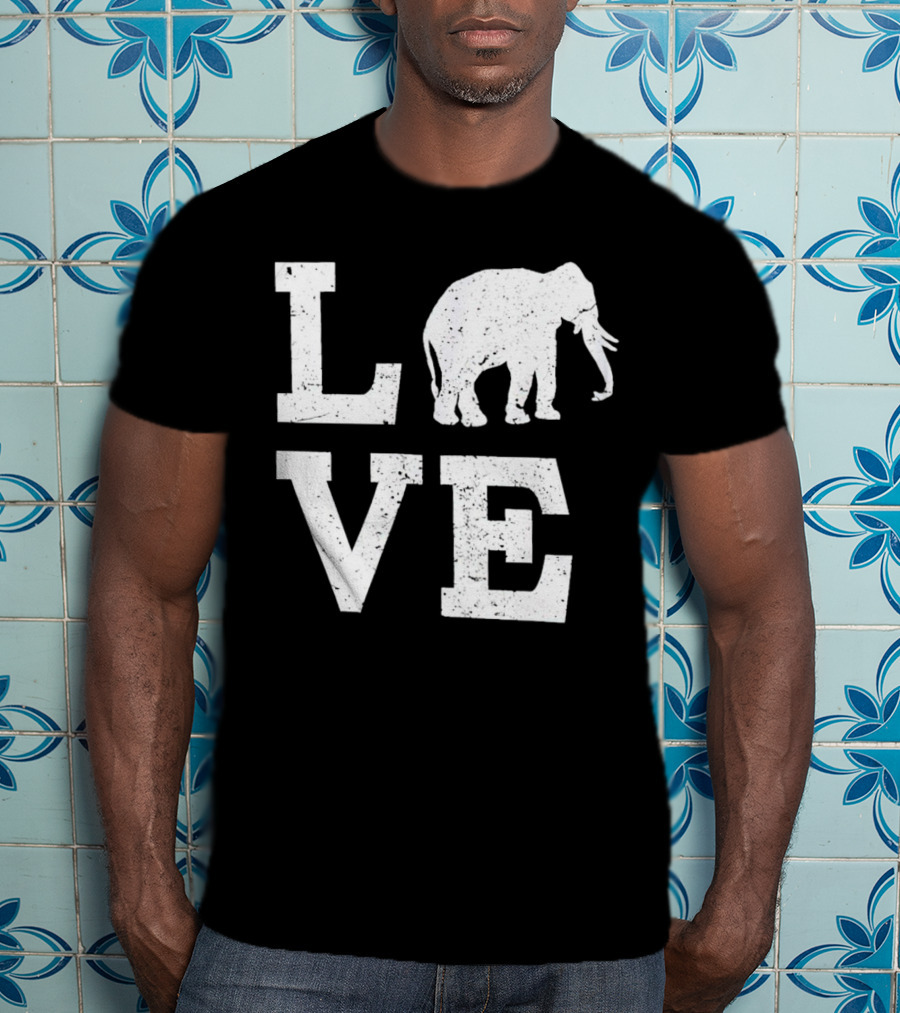 Love Elephant Vintage Style Animal T-Shirt